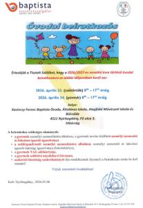 Hirdetmény óvoda 2026