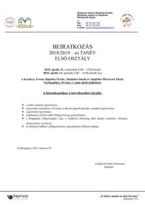Beiratkozás 2018/2019- es tanév